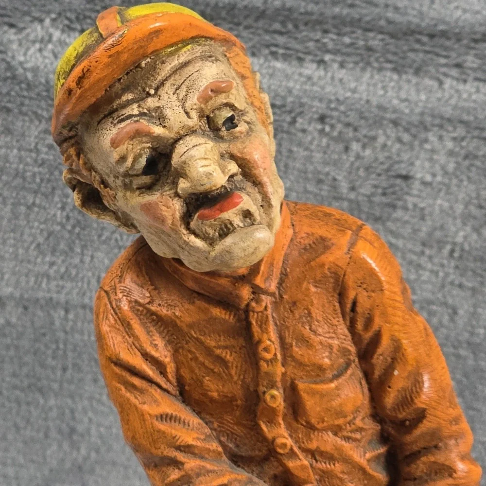 Vintage Golfer Figure Dragging Golf Bag Man Cave Office Bar Decor